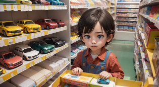 When you go to a toy store, you will go to see toy cars?Lots of nice toy cars?The little boy looked at the toy car on the shelf with a longing expression and picked out the toy car