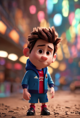 Lionel Messi, (pixar style) (masterpiece:1.2) (bokeh) (best quality) (detailed skin) (detailed texture) (8k) (claymation) (cinematic lighting) (sharp focus