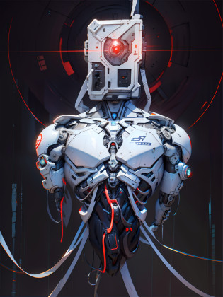 White male robot, Cyclops, Biomechanicals?complex robot?Fully grow?hyper realisitc?Crazy little details?extremely clean lines?cyberpunk aesthetics?masterpiece featured on Zbrush Central, futobot? cyborg people? 1boy? ?Cybernetics implanted in the eye?? ?Cybernetics implanted in the chin?? ?realisticlying?1.3?? finedetail? quality? ?tmasterpiece?1.2?? ?realisticlying?1.2?? ?best qualtiy?? ?detailedskin?1.3?? ?complexdetails?? ?tmasterpiece? realisticlying?1.3?