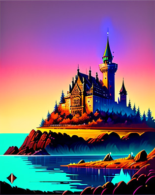 A beautiful land full of water and with a castle in the background, intrincada, obra-prima, especialista, insanamente detalhada, 4k, compositing, enquadramento, centrado, simetria, pintada, intrincada, volumeric lighting, bela, rica obra-prima de cores profundas, foco n�tido, ultra detalhado, no estilo de dan mumford e marc simonetti