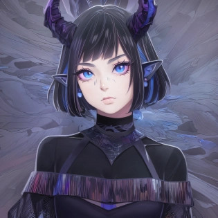 anime girl with horns and a black dress with a blue background, portrait of demon girl, demon anime girl, girl design lush horns, demon girl, digital anime illustration, anime style portrait, anime style illustration, in an anime style, anime style 4 k, with horns, epic anime style, tiefling, beautiful anime art style, digital art on pixiv