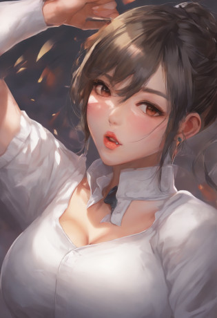 ((thick arms:1.3))?((Close-up half body shot))?8K  UHD?Digital SLR?film grains?FujifilmXT3?(top-quality:1.3)?(?masterpiece:1.1)?hight resolution?Cinematic Light?intricate detailes?(Photorealsitic)?((Show armpits))?((Plus size models))?((Armpit focus))?Arafe woman in white shirt and miniskirt painting, Korean Goddess, goddess of Japan, cleavage of the breast, Gorgeous Korean Woman, beautiful Korean women, Korean female, Wearing a tight shirt, wearing in shirt, Wearing a blouse, ((Officelady))?beautifull asian girl ever, Tight shirt, a sexy girl, open-shirt, Japan Person Model, beautiful Korean women?((makeup, lip stick, eye line, mascara, eye shadow: 1.4)),?(Fat plus size model)?(Fat plus size arms)?(Fat Woman)?Underarm wrinkles?(shorth hair)?a miniskirt?