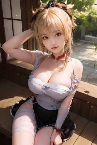 a close up of a woman in a dress sitting on a porch, seductive anime girl, attractive anime girl, anime waifu, beautiful alluring anime woman, beautiful anime girl, cute anime waifu in a nice dress, ayaka genshin impact, anime girl, anime goddess, beautiful anime woman, artoria pendragon, pretty anime girl, rin, an anime girl