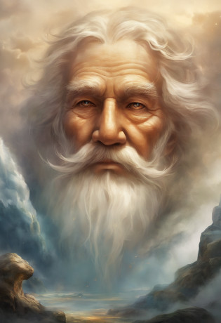 Pictorial tips of an elderly face surrounded by clouds,The head of the road at the mound? Antarctic immortals, Fantasy artwork, Meticulously crafted, Become a masterpiece, Created by Hans in high resolution, Made of mist, Is:

