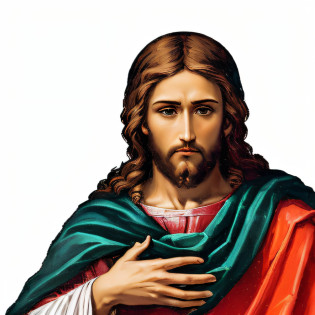 Imagem de Jesus com um manto verde e vermelho, Retrato de Jesus Cristo, Jesus Cristo, rosto de Jesus, Jesus, jesus of nazareth, catholic icon, Christian art, Jesus Cristo Fumando um Blunt, Jesus Gigachad, roman catholic icon, Cyberpunk Jesus Cristo, Santo ortodoxo, Jesus Negro, Vestido como Jesus Cristo, Directed by: Aleksander Gierymski