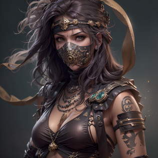Gere uma imagem  detalhada da personagem Mara, also known as 'Mara Death Dealer', do jogo Call of Duty: Guerra moderna. Describe its appearance, corpo inteiro, fisionomia cruel, micro bikini, na praia, sol poente, palmeiras, corpo escultural, flowing hair, (((Equipamentos, metralhadoras, Granadas, Personal accessories))),personalidade cruel
