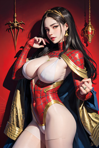 ?tmasterpiece?top Quority?best qualtiy?offcial art?Beautiful and aesthetic?1.2???1girll??Spidey?Female Spider-Man?Red Spider-Man suit?Extremely detailed?Colorful?highestdetailed?offcial art??? 8k ???ultra�-�detailed?Beautiful and aesthetic?big breasts beautiful?tmasterpiece?best qualtiy??zentangle?datura?Tangles?entangled??holy rays?gold foil?Gold leaf art?glitter drawing?Spidey?PerfectNwsjMajic