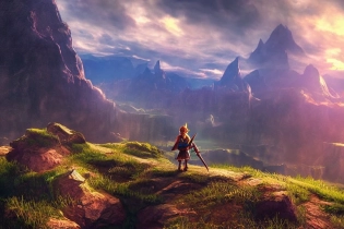 The Legend of Zelda landscape atmospheric, hyper realistic, 8k, epic composition, cinematic, octane render, artstation landscape vista photography by Carr Clifton