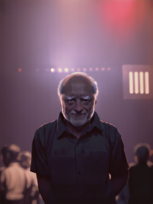 harold hides the pain in disco club, harold in black shirt, (dance floor full with young people in background:0.9),  spotted (harold:<lora:haroldDiffusionLora_versionTT:1>:old man),  violet and red lights, (disco ball in background:0.5), (high contrast : 0.9), techno disco club, masterpiece, arttrending