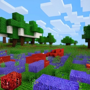 Minecraft Meadow plain watercolor painting, high detail, octane render, 8k