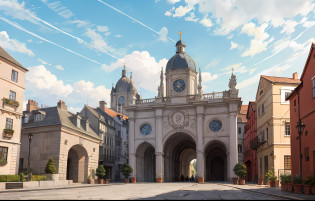 View outside the city gates?The main view is outside the city gates?The main perspective faces the city gates