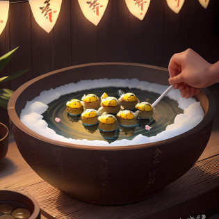 Ge Xuan, courtesy name Xiaoxian, received the "Jiu Dan Ye Xian Jing" from Zuo Yuan Fang. Eat with guests and talk about changes. The guest said: "After the matter is over, Mr. is doing a special show." Xuan said: "If you have nothing, you want to see something?" After rinsing his mouth and eating, he turned into hundreds of bees, all of which gathered on the guest's body and did not sting anyone. . After a long time, Xuannai opened his mouth, and the bees flew in. Xuannai chewed and ate it, which was old rice. It also refers to the genus of toads and other insects and chaffinches, making dances and responding to festivals like people. Set raw melons and jujubes for guests in winter, and ice and snow in summer. He also used dozens of coins to make people throw them into the well. Xuan used a weapon to call out from the well, and the coins flew out of the well one by one. Set wine for guests, no one passes the cup, and the cup comes to the front; if it is not exhausted, the cup will not go away. Taste sitting upstairs with Master Wu, and see the local people asking for rain. The emperor said: "The common people think of rain, would they rather get it?" Xuan said: "Rain is easy to get ears!" Ming, flooded by heavy rain. The emperor said: "Is there any fish in the water?" Xuanfu's calligraphy amulet was thrown into the water, and within a short while, there were hundreds of big fish. Make people rule it. traditional Chinese painting