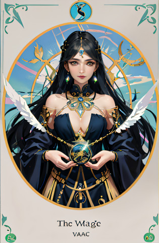 ?big boob?1.2???Exposed breasts?2.3??Cleavage?big boob?(Detailed eyes),Hua Dian??Bright pupils?1.1?Hair facing up?beautiful celestial mage,a beautiful fantasy empress?tarot design, tarot card art, high detaild + tarot cards, art nouveau tarot style, art deco shaman, tarot card art, tarot design,?The Masterpiece?high qualit?high - resolution?Highest image quality?