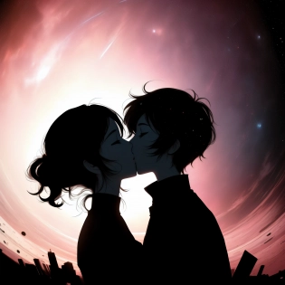 passionate, kiss, trendy, silhouette, art, space