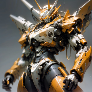 ??best qualtiy?????tmasterpiece??????????????Complicated details???gentlesoftlighting??Skysky???clouds?Holding_arma?No_Humanity?with light glowing??droid?buliding?Glowing_Eyes?Mecha?scientific fiction????Realistis?Mecha Orange?dominant colors? mechs?Poster theme?Represents the technology and power of the future? Cool?Poster overall style?Emphasize visual impact and appeal? Advanced illustration?Express the drawing style and artistic level of the poster? detail-rich?Features of mecha models?Emphasis on detail and precise representation of human proportions? Color matching?Orange is harmoniously combined with other colors?Enhance visual effects? Texture?Texture and material representation of mech models?For example, Metallic texture?textured, etc? Dynamic?Through effects such as poses and backlighting?Show the dynamics and combat atmosphere of the mech? Background with?Choose a background that suits the mecha theme?Enhance visual effects?Mecha poster Orange and white color scheme Accurate human anatomy Rich detail depiction Rich and reasonable background Research and inspiration gathering Composition and sketching Body structure and detail design Highlights and shadows Color rendering Digital tools Background design Perspective and light effects Color combinations and brightness contrast Painting software Visual impact Final touches and adjustments