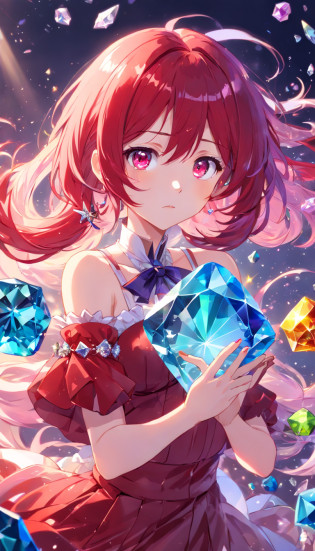 (((crystals texture Hair)))?{{{{{Extremely detailed CG}}}}},{{8K_the wallpaper}},{{{{Crystalline purple gemstone gloves}}}},((Beautiful detailed glass hair)),((Glass shaped texture hand)),((crystallize texture body)),gem body,Hands as clear as jewels,crystallization of clothes,((crystals texture skin)),Sparkle, Lens flare, light  leaks, Broken glass?{{{{detailed glass shaped clothes}}}}? ((Masterpiece)), (((Best quality))), ((Ultra-detailed)), ((illustration)), ((Disheveled hair)), ((frilld)), (1 girl), (Solo), Dynamic Angle, big top sleeves, Floating, beautiful detailed gemstone sky, gemstone sea, Beautiful detailed eyes, Overexposure, side�blunt�bangs, hairs�between�eyes, Ribbons, neck bowtie, macaron, Bare shoulders, (((Small breast))), Pleated skirt, crystals texture flowers? ((detailed crystallized clothing)),(gemstone of body)?solofocus,{{{{{{{{Iridescence and rainbow hair:2.5}}}}}}},{{{{{{detailed�cute�anime�face}}}}}},{{Loli}},{{{{{aquarelle_(mediating)}}}},(((Masterpiece))),(((clock))),(((Red))),(((Blood))),finedetail,Depth of field,Blood�drop,Blood�fog