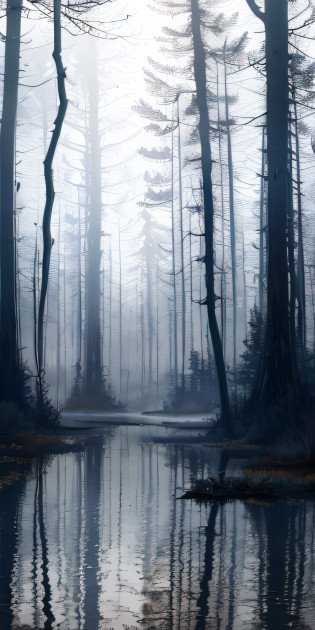 analogue style?ChromaV5?nvinkpunk??Extremely detailed Cg Unity 8K wallpaper??Gloomy and ominous swampy landscape?Water is static?Dark?Trees twisted and knotted?Moss hangs from the branches?A thick fog shrouded the air?The feeling of uneasiness is palpable?oil painted?award winning photography?Bokeh?depth of fields?hdr?Halo?color difference?????The is very detailed?Trends on ArtStation?Trends on CGSociety????high detal?dramatics, halfway art?There was a girl in the distance?