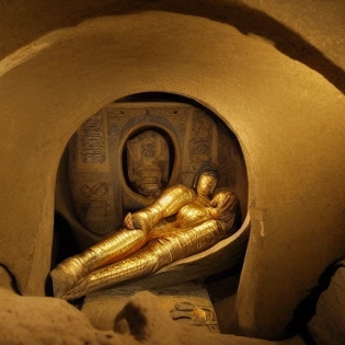 Mummy in the tomb of gold