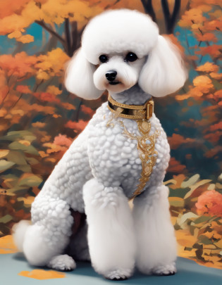 Certainly! Here's a description of a Miniature Poodle illustration in Naoki Saito's style:

