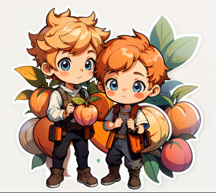 a sticker?1boys?Apricot hair simple background?
