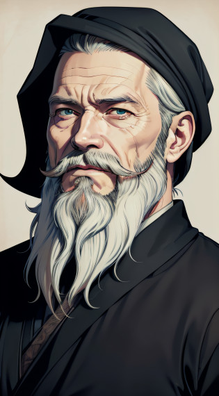 a drawing of a man with a beard and a beard, vector art inspired by Kan? Sansetsu, reddit, shin hanga, obi-wan kenobi, obi wan kenobi, walter white as a jedi, joe biden is obi - wan kenobi, old jedi master, willem dafoe as a sith lord, samurai jedi, jedi master, jedi