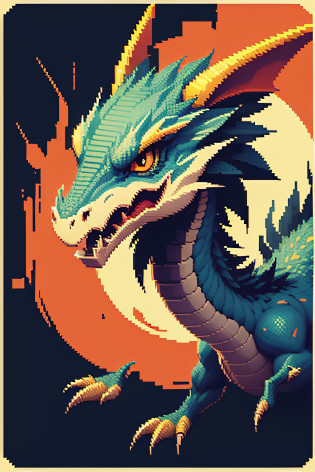 a closeup of a pixel-style image of a dragon, dragon pixel art, 1 0 0 0 x 1 0 0 0 pixel art, Pixel Art Sprite, sprite de videogame, pixel art de alta qualidade, pixel art retro digimon bitmap, para digimon vermelho e azul, pixels hein, Pixel art de 32 bits, Retro Art, pixel art 8 - bit, estilo pixel art