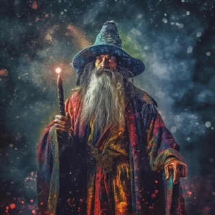 textured overlay of [powerful wizard] colorful artistic photo