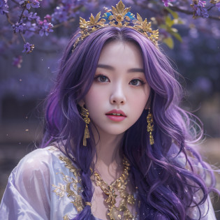 Genki Girl 32K?tmasterpiece?k hd?hyper HD?32K?Long flowing bright purple hair?Autumn Pond?zydink? a color? Asian people ?Genki girl?? ?Silk scarf?? Combat posture? looking at the ground? long whitr hair? Floating bright purple? Fire cloud pattern gold tiara? Chinese long-sleeved gold silk garment? ?Abstract metaverse splash?1.2?? white backgrounid?Lotus vitality protector?realisticlying?1.4??Bright purple hair?Smoke on the road?The background is pure? A high resolution? the detail? RAW photogr? Sharp Re? Nikon D850 Film Stock Photo by Jefferies Lee 4 Kodak Portra 400 Camera F1.6 shots, Rich colors, ultra-realistic vivid textures, Dramatic lighting, Unreal Engine Art Station Trend, cinestir 800?A girl with long flowing bright purple hair