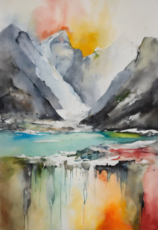 ?aquarela paiting?Swiss glaciers