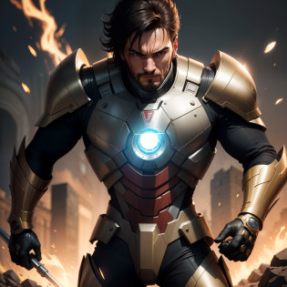. .Tarantino Leonel Messi style as Homem de Ferro 8k, highes definition, rosto detalhado, rosto detalhado, olhos detalhados, terno detalhado, estilo Marvel e DC, hiper-realista, + Cinematographic shot + dynamic compositing, incrivelmente detalhado, nitidez, detalhes + detalhes soberbos + noite com luz + perfeccionismo + realismo premiado ((soft-lighting))