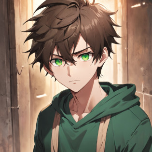 atormentado, stand, garoto, demonio, desiludido, Anime boy with brown hair and green eyes looking at the camera, cabelo cacheado, dead expression, Nice realistic portrait, anime semi-realista, detailed anime soft face made by anime painter studio, Retrato anime do homem bonito, realistic anime art style, arte cg anime suave, anime de rosto de alto detalhe, anime semi-realista, estilo anime semi-realista, Retrato estilo anime, homem alto do anime com olhos mel, A man in this 30's, terno marrom escuro, Sorriso leve, Restolho de 3 dias, Tiro de cabelo castanho desbotado, olhos verdes, topo da cintura, Standing in a 19th century study. Young man with green eyes in anime version with: � Early intelligence and ability to learn fast. � Observant and attentive to details. � Ability to concentrate and solve mathematical problems. � Tendency to repress feelings and keep them to themselves. � Persistence in the search for validation and social connection. � Perception that negative experiences have affected your self-image. � Feeling disillusioned and loss of meaning in life. � Search for extreme experiences to fill an emotional void. � Difficulty establishing healthy relationships due to feelings of inadequacy. � Internal conflict between the desire to act and the inaction resulting from fear or insecurity.