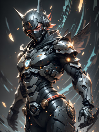 ninja, Todo Black Ghost ninja, mascarilla que cubre la cara, Dardos volando en el aire, Dardos esparcidos por el suelo, forehead tied with a handkerchief, ninja Avatar Sombra, Super genial Ghost ninja, masculino, ninja, Capa larga, with black mask, Wearing black mechanical armor, Ojos rojos brillantes, Foto de cuerpo entero, Proporciones corporales perfectas, Figura alta, con velo, Brillantes ojos azules, Super detail, realista, brillante, reflexivo, bioluminiscente, galactic cybernetic mask, mecha, (verdugo: 1.2), capa, SH4G0D, Runas brillantes_rojo, cuerpo completo, movie, fondo oscuro, Luz de fondo, alto contraste,