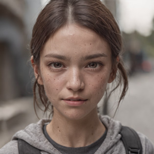 bare face,((Dirty face)),numb expression,neutral colors, ((((hdr)))), ((((muted colors)))), 1girl, a young woman, 30 years old, street smiling, backpack, stains, tattered clothes,ponytails, epic realistic, photo, faded, complex stuff around, intricate background, soaking wet, intricate scene, artstation, intricate details, vignette sharp focus, documentary film footage, high resolution photography, supple skin pores, real person, detailed skin texture, cinematic movie image, upper body shot, detailed skin, 20 megapixel, detailed face skin, movie grain, portrait, epic (photo, studio lighting, hard light, sony a7, 50 mm, matte skin, pores, colors, hyperdetailed, hyperrealistic) ::n_ (nsfw:1.5),hat, grayscale, black and white, poorly Rendered face poorly drawn face poor facial details poorly drawn hands poorly rendered hands low-resolution bad composition mutated body parts blurry image disfigured oversaturated bad anatomy deformed body features fused fingers too many fingers double heads, 3d render, drawing, painting, watermark, footnote, poorly Rendered face poorly drawn face poor facial details poorly drawn hands poorly rendered hands low-resolution bad composition mutated body parts blurry image disfigured oversaturated bad anatomy deformed body features fused fingers too many fingers double heads, cartoon, 3d, painting, drawing, (disfigured)+,(bad art)+, (deformed)+, (poorly drawn)+, (extra limbs)+,(close up)+, strange colors, blurry, boring, sketch, lackluster, face portrait, self-portrait, signature, letters, watermark, grayscale, hat, grayscale, black and white, poorly Rendered face poorly drawn face poor facial details poorly drawn hands poorly rendered hands low-resolution bad composition mutated body parts blurry image disfigured oversaturated bad anatomy deformed body features fused fingers too many fingers double heads, 3d render, drawing, painting, watermark, footnote, poorly Rendered face poorly drawn face poor facial details poorly drawn hands poorly re
