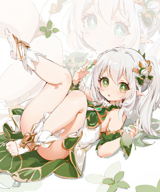 Anime girl lying on leaves?There are bows and bows, small curvaceous loli, Anime goddess, Splash art anime Loli, holding a pudica pose, Elf Girl, zerochan art, at pixiv, Loli, loli in dress, white-haired god, high detailed official artwork, rogue anime girl, highly detailed exquisite fanart