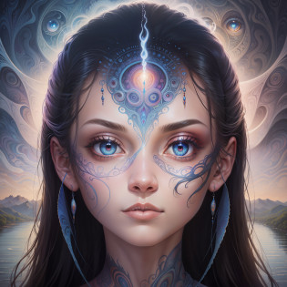 a close up of a painting of a face with a river in the background, alex gray, alex grey and beksinski, style of alex grey, alex grey style, greg beeple, alex grey art, deepdream, deep dream, dmt ego of death, psytrance artwork, style alex gray, alex grey and tim hildebrandt