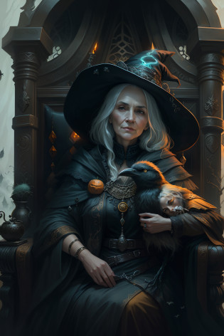 An old witch sat in a chair?Holding a crow in his arms?The old witch's face was wrinkled like oracle bones?The old witch is an old woman?Old woman's face, The old woman's lips were chapped and twisted??tmasterpiece?? ?best qualtiy?? Forcing Allah righteousness?Surrealist school of detailing?ultra�-�detailed? 16k?high definition resolution? Fantasy witch old woman, ?1 old woman?? ??? White hair?cinematric light? cold�light? mistic? fanciful? pumkin?The old witch sat in a chair?Holding a crow in his arms?Holding a crow?Epic fantasy digital art style, Epic Gothic fantasy art style?k hd, artgerm julie bell beeple, artgerm and rossdraws, Fantasy witch old woman, Epic dark fantasy art style? gothic fantasy art, dark fantasy concept art, queen of the underworld, an ominous fantasy illustration, dark fantasy style, fantasy dark art, sitting on intricate throne