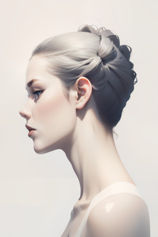 Create an image with a completely white background and a simplified silhouette of a person�s skull in profile, starting from the neck up. Ensure that the silhouette is an outline drawing with no color fill, and that the interior of the silhouette is also in empty white