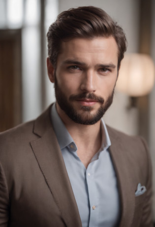 Magnifique homme en costume , Belle barbe , Executive Sexy Man, Terno donc, Front camera focus