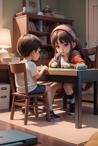 There is a small child playing on the computer, Playing games, with a child, playing video game, game table, in front of a computer, Use his desktop computer, twins playing video games, playing computer games, ruan jia and brom, sitting in front of the computer, busy room, sitting at a computer desk, One is in line on the main chassis to learn?daily life?4k