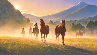 Horses walk through the dust of the mountains on a sunny day?See the Horse Valley?by Basuki Abdullah?National Geographic, Indonesia?Cavalry charge?Morning atmosphere?sunraise?Early morning light?In the early morning?morningglow?Darek Zabroki?in the early morning?in the early morning?Eric Pevernagi?National Geographic Photos