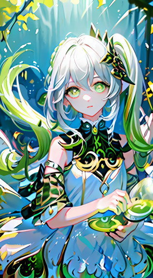 nahida (masterpiece), (best quality), (ultra detailed),(disheveled hair),(illustration), (1girl), beautifuldetailedeyes,delicate beautiful face,Floating,(high saturation),(colorful splashes),colorful bubble,(shining),focus on face