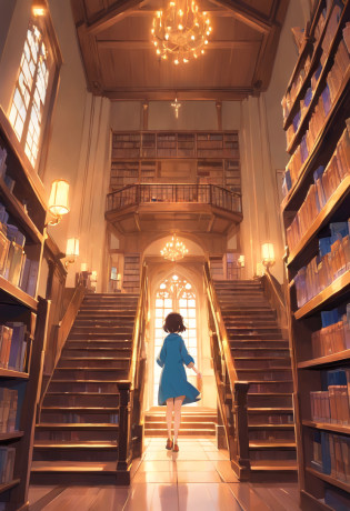 ?tmasterpiece?? ?best qualtiy??Outstanding?Background of the internal library of the European-style building, gothic library, Castle Library, MAGIC LIBRARY, in opulent library, There are European-style lamps on both sides?There are hand-held stairs on the left and right?There is a desk in front of you.?There was an open magic book on the desk