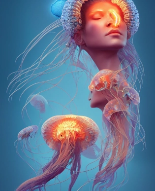 goddess portrait. jellyfish phoenix head, nautilus, butterfly, skull, intricate artwork by Tooth Wu and wlop and beeple. octane render, trending on artstation, greg rutkowski very coherent symmetrical artwork. cinematic, hyper realism, high detail, octane render, 8k