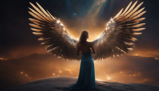 cosmic fallen angel, olhos claros brilhantes, Biomechanicals, estranho, assustador, Pesadelo, cores muito brilhantes, light particles, com luz brilhante, Mshiff, Arte do papel de parede, Papel de parede UHD