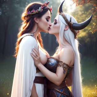 ((identical twins:1. 7)), ((kiss:1. 5)) a cosmic girl with (horns), ((long white hair)) in a place with much stars, ((absurdres)), (masterpiece 1. 5), (incredibly detailed), (highres:1. 1), (high detailed skin:1. 4), (realistic art), bokeh, high quality lighting, skin texture, wide angle, (full body), (UHD), 64K, studio lighting, photorealistic, hyper realistic, symmetric face, symmetric eyes, bokeh, high resolution scan, professional photograph, perfect face, seductive eyes, curve body, brown eyes, long hair, thick lips, nose small and straight, long curled eyelashes, slim and elegant appearance, shoulders are narrow and hips are curvy, naked full body, ((stunning sexy woman)), intricate wizard robes, detailed outdoor background, high mage, fantasy maiden, fancy headdress, face focus, cinematic lighting, digital art painting, (((full body shot))), (cape), (messy braided hair), (rim lighting), intricate wizard robes, medium bust, detailed outdoor background, ((waist up)), (((looking over shoulder at viewer))), wizard, mage, dust particles, magic, magic particles, Macro crisp quality, (masterpiece:1. 3), (best quality), (highres:1. 1), ((absurdres)), (incredibly detailed), ultra quality, hd, insane details, close up, portrait, head and shoulders, high mage, fantasy maiden, maiden, fancy headdress, beautiful, gorgeous, detailed skin, textured skin, perfect face, face focus, symmetrical face, symmetrical eyes, detailed, highly detailed, 4k, 4k, HD, high resolution, realistic, hyper realism, hyper realistic, photo realism, beautiful, gorgeous, cinematic lighting, digital art painting