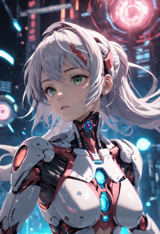 Futuristic artificial intelligence 4k image, Generate an detailed Human cyborg hybrid, this prompt creates a captivating depiction of a detailed Human cyborg hybrid, showcasing the seamless fusion of organic and mechanical and cybernetic elements. The fighter class cyborg should possess advanced technology, seamlessly integrated with its biological features, resulting in a formidable and visually stunning being that captures the imagination. Strike a balance between the natural world and cutting-edge tech in this one-of-a-kind design,
