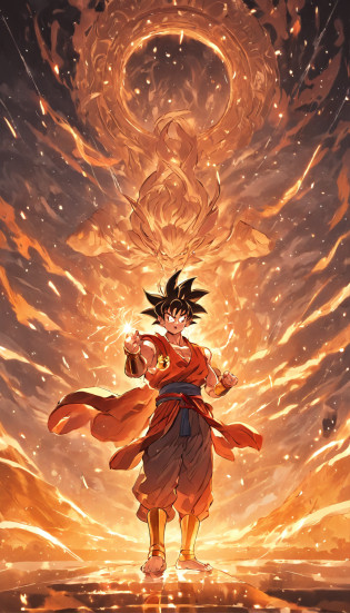 Son Goku, Fight over Buddha, Shining with God's eyes, Black monkey hair, Dexterous hands, Strong body, Golden chain mail, Fire-red cloak, Golden Hoop Stick, Clouds and rain, Courage and strength, Wisdom and compassion, heroic fighter, Smart and kind, Weak protection, Brave the odds, Fighting spirit, Represents courage?Smart and kind
