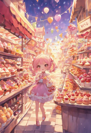 (A cute, Cartoon dessert characters?Has minimal human characteristics): Sweet and lively face, Round and shiny eyes, Cute little mouth, Soft and soft body, Extremely colorful?Vibrant appearance, adorable expression, The limbs are small and stout, Joy resonates with joy, Naughty and mischievous personality, A little clumsy?But full of charm, A touch of magic and wonder, Surrounded by desserts and sugary treats, A whimsical dessert wonderland, Fill with sweets, chocolate bar, and pastries, Sugar-coated fantasy world, Land where calories don't count, A delicious adventure in dessert paradise, Bright colors and a joyous atmosphere, Sweet aroma, With marshmallow clouds and lollipop trees as background, Cheerful and seductive presence, Dessert companion?Put a smile on everyone's face. (Best quality, High-res), A delightful blend of sweetness and cuteness, A masterpiece of confectionery art, Eye and heart care, Fascinating and coveted work, Light up the dessert companion for any day.