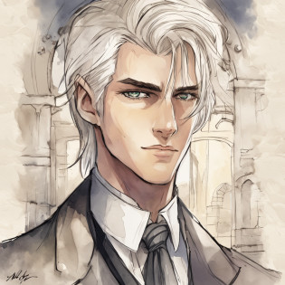 /imagine prompt: Draco Malfoy seen up close, his piercing gray eyes glinting with a mix of arrogance and vulnerability, a few strands of his sleek, silver-blond hair falling slightly out of place, a faint smirk playing on his lips, capturing the complexity of his character in a single moment, Photography, using a portrait lens (85mm), --ar 9:16 --v 5