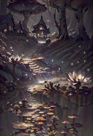 masterpiece, best quality, (extremely detailed CG unity 8k wallpaper), (best quality), (best illustration), (best shadow), ? A mushroom house covered with moss?, (((Fantasy))), (((spirit))), (((dew))), ?timbo?, ?creek?, firefly, clover, wtarlight surrounds the room?petal, isometric 3D, octane render, ray tracing, ultra detailed?